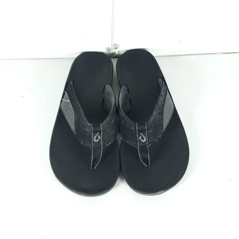 Olukai Men's Ohana US9? Black Gray Slip On Flat Thong Sandals